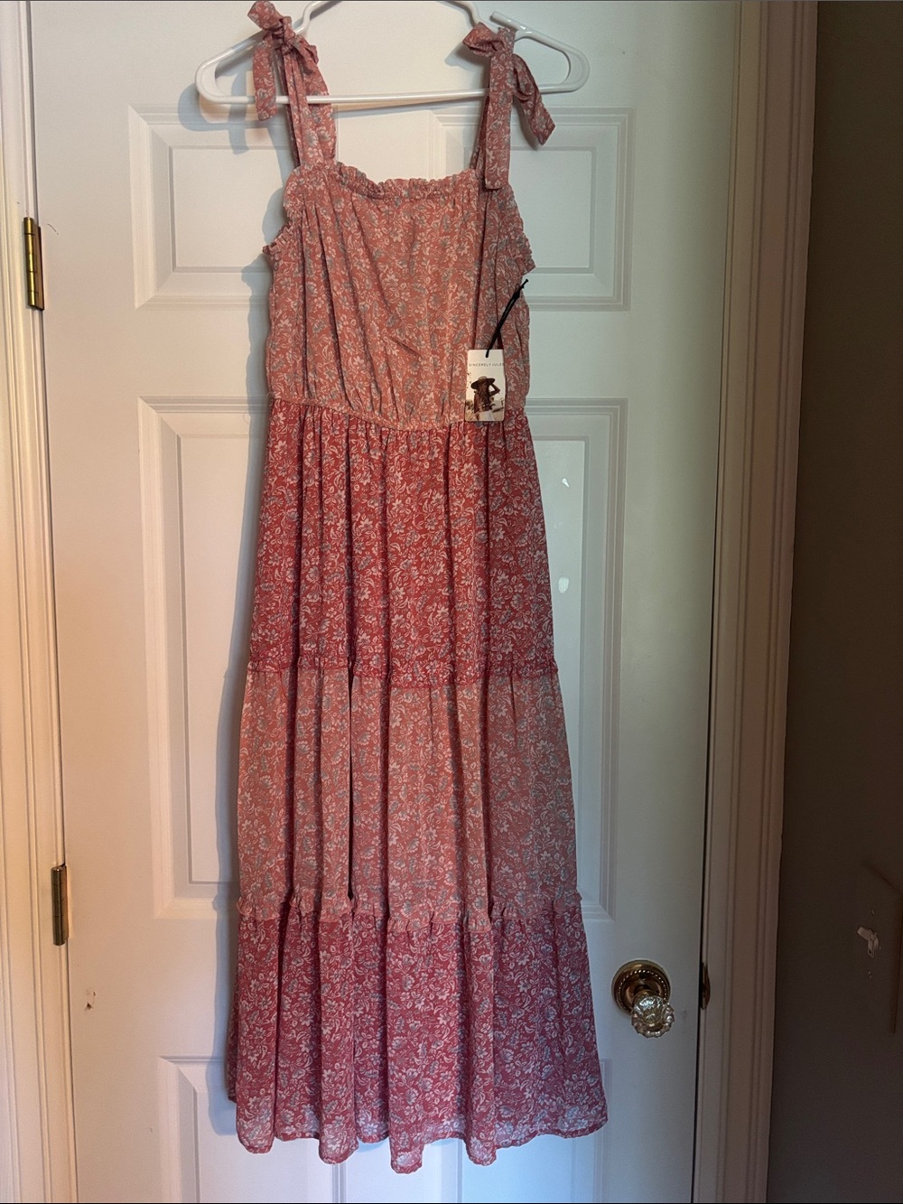 NEW!! Tie-Shoulder Rose Floral Maxi Dress - Picture 4 of 4